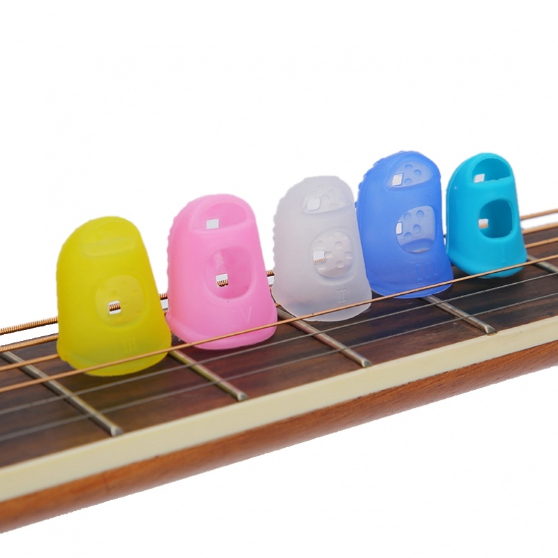5pcs/lot Pressed String Finger Protect Silikon Menebal Universal Guitar Pick Penutup Ujung Jari Untuk Gitar/Bass/Ukulele