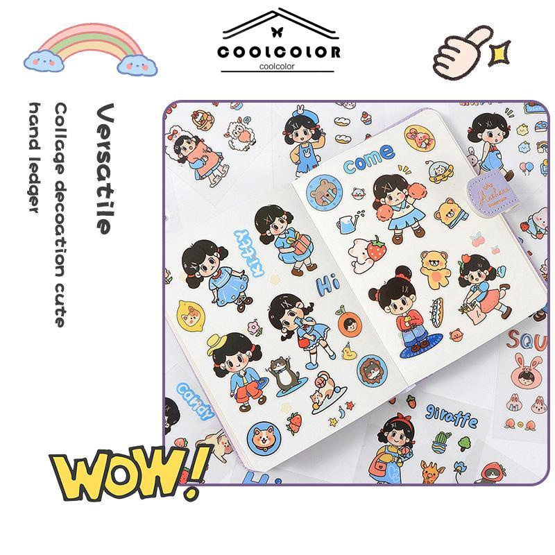 COD❤️Bahan Scrapbook Stiker Gadis Lucu DIY Pola Kecil Stiker Cangkir Air Transparan Tahan Air- cl