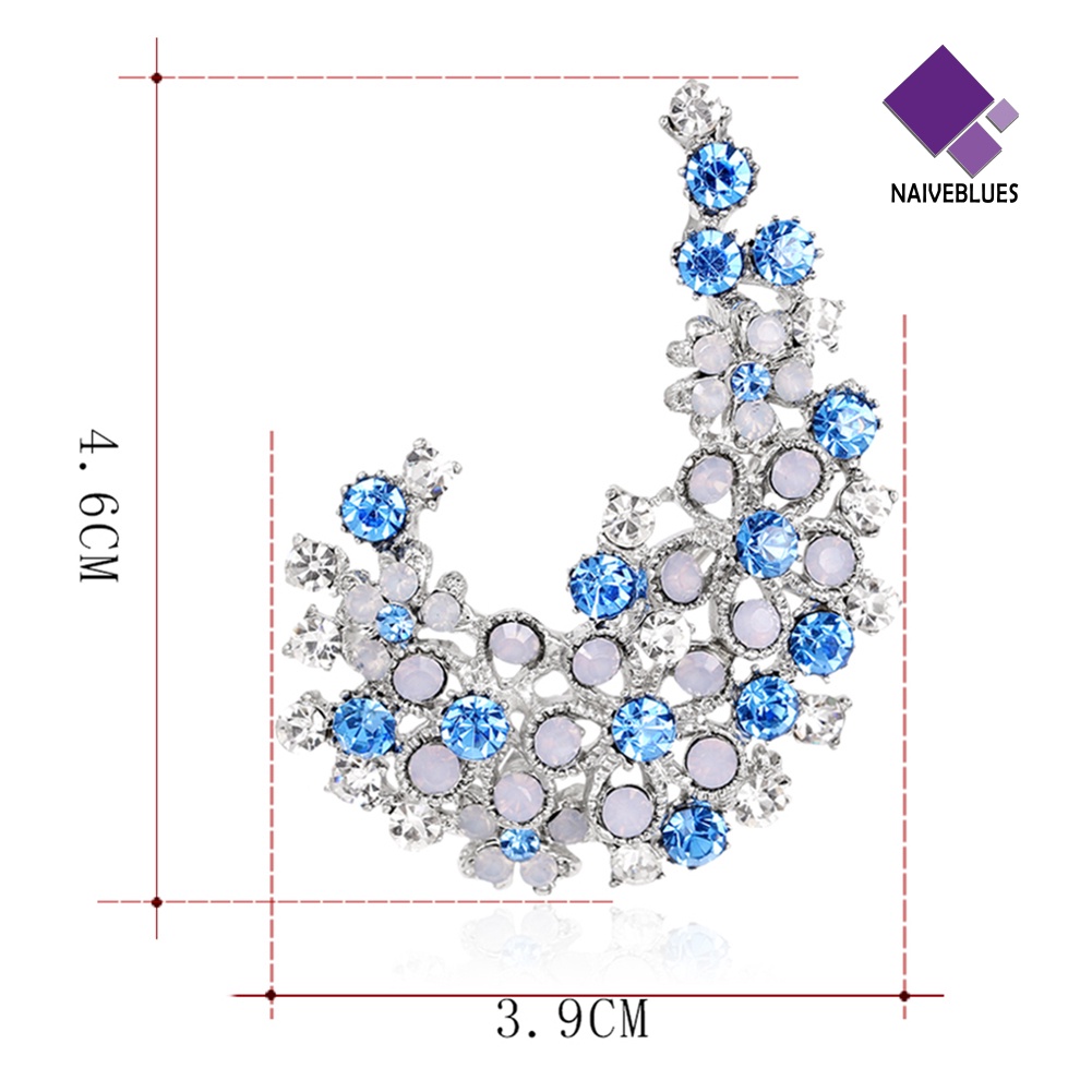 &lt; Naiveblues &gt; Perhiasan Elegan Bunga Berlian Imitasi Mengkilap Wanita Syal Pin Aksesori Hadiah