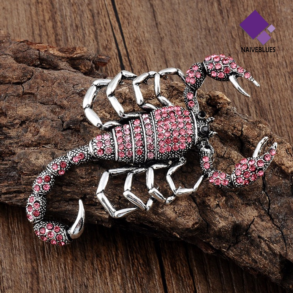 &lt; Naiveblues &gt; Bros Pin Scorpion Rhinestones Perhiasan Berkilau Hewan Pakaian Dekorasi