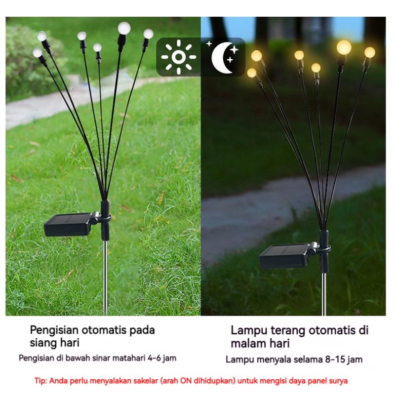 【COD】Lampu Tenaga Surya 6/8/10 LED Surya Solar LED Firefly Bergoyang Light Outdoor Taman Dekorasi Lanskap Lampu Surya Outdoor