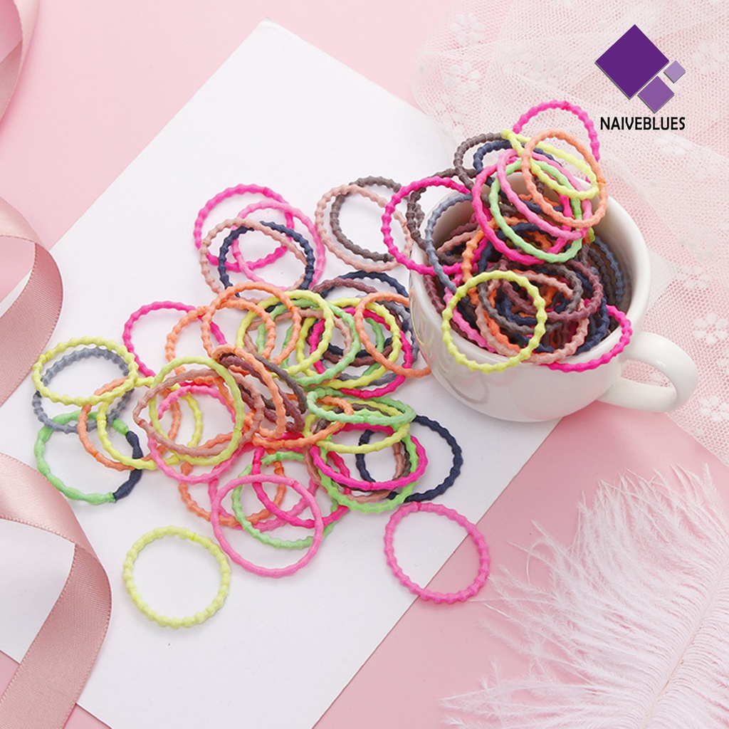 &lt; Naiveblues &gt; 50Pcs 3cm Ikat Rambut Elastis Ponytail Holders Band Styling Rambut Untuk Anak Perempuan