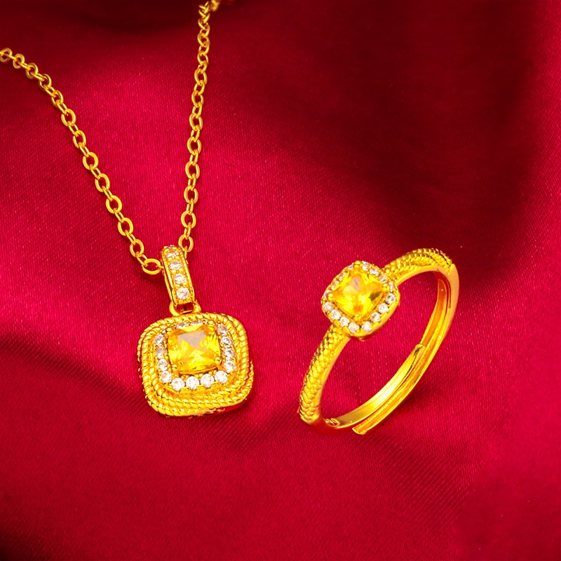 Kerajaan Emas Perhiasan fashion 24 K bangkok Aksesoris spot Wanita Gula Kecil Batu Cincin Kalung Wanita Gula Batu Liontin