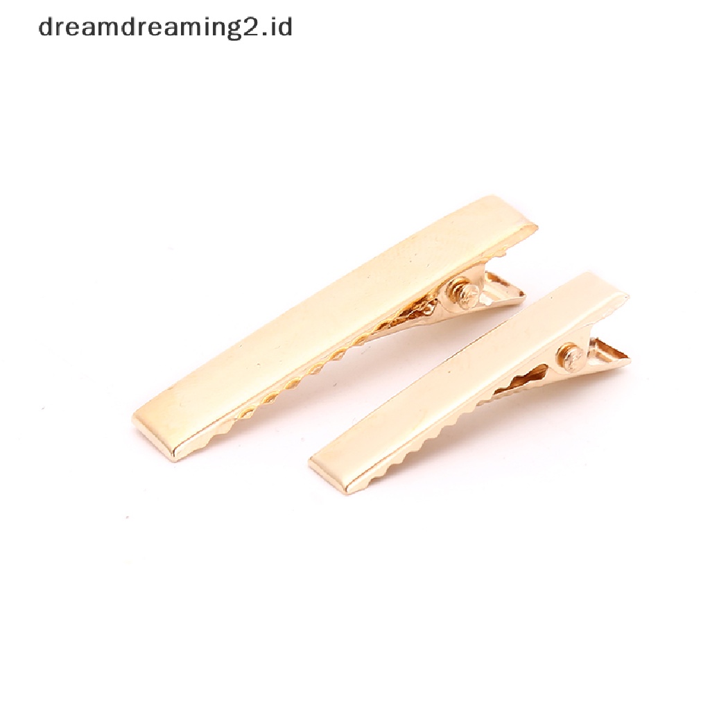 (dream) 100pcs KC Gold Metal Alligator Hair Clips Pins Flat Top Dengan Gigi Untuk Hairp DIY//