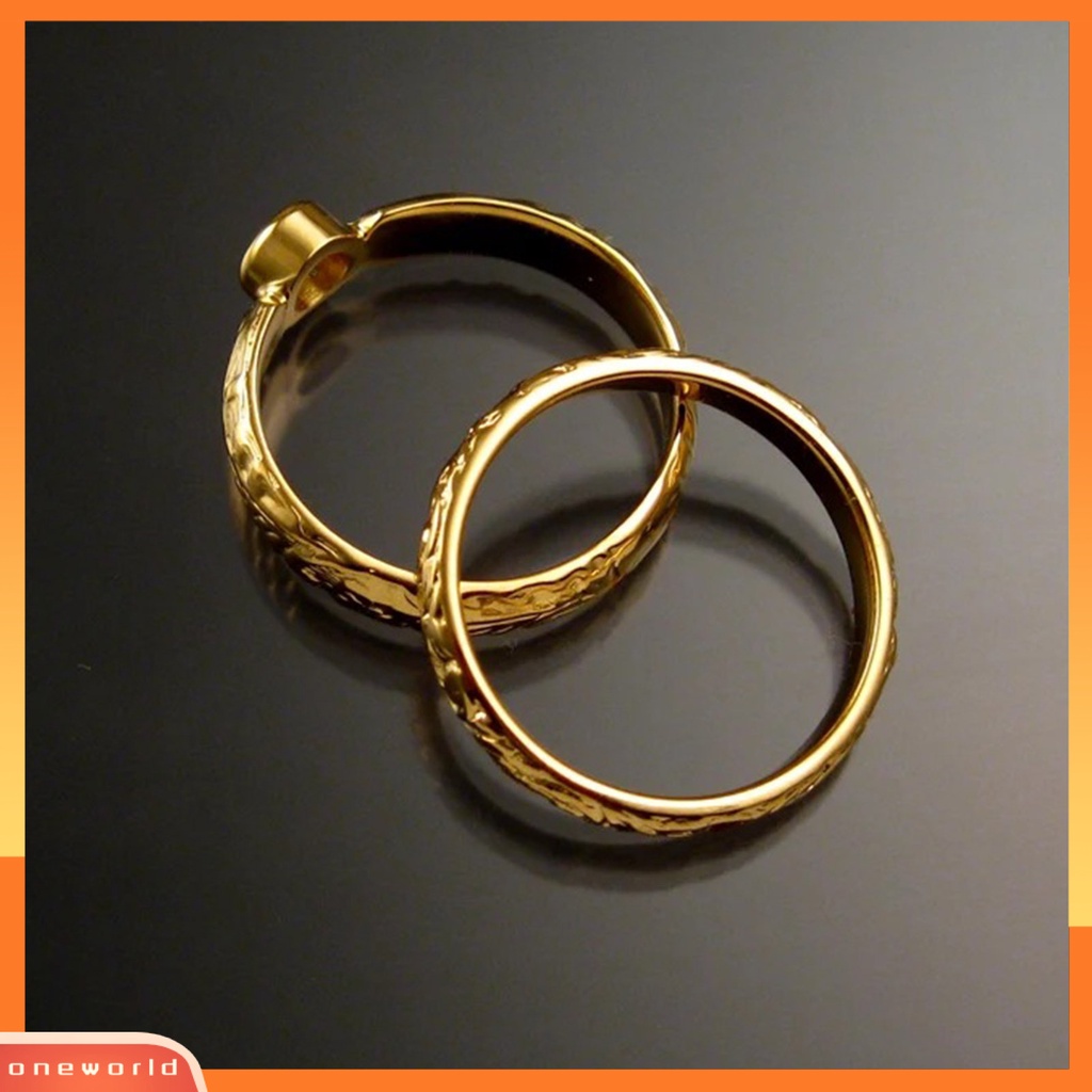 [EONE] 2pcs Cincin Jari Ukiran Permata Imitasi Merah Ladies Geometric Rhinestone Rings Untuk Pernikahan