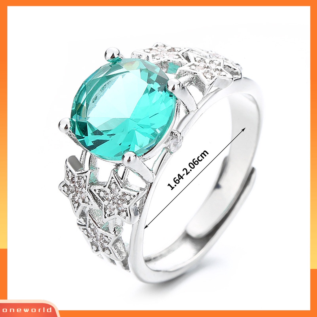 [EONE] Wanita Cincin Pembukaan Dapat Disesuaikan Berongga Lima Titik Bintang Retro Hadiah Berlian Imitasi Tertanam Wanita Jari Cincin Perhiasan Fashion