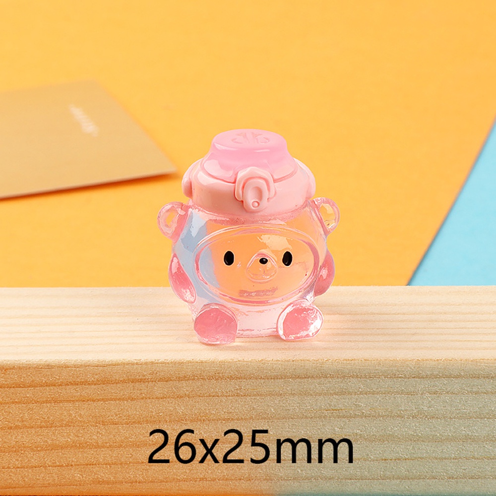 1pc Lucu Mini Beruang Bercahaya Resin Ornamen Kreatif Aksesoris Taman Boneka Semangat Patung Pemandangan Mikro Bercahaya