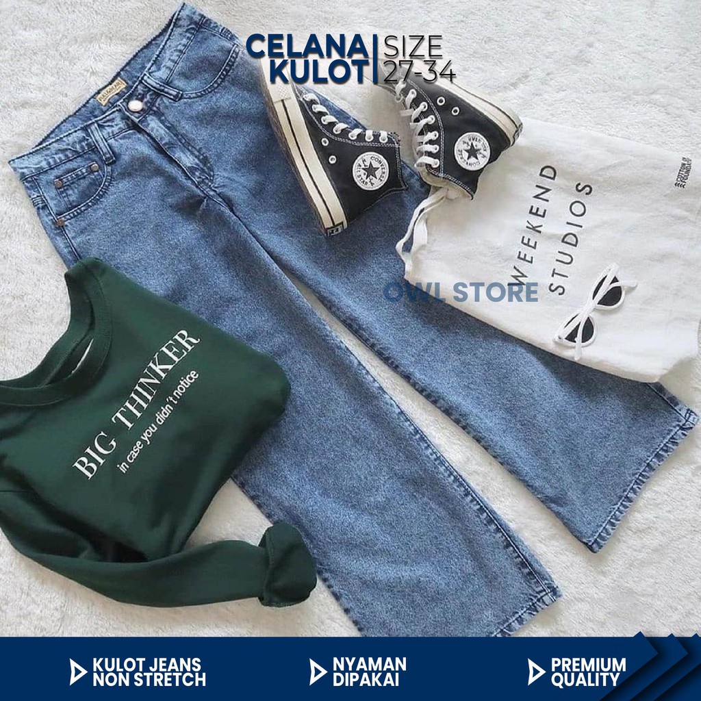 KULOT JEANS WANITA / CELANA PANJANG WANITA / CELANA KULOT WANITA / CELANA JEANS TEBAL