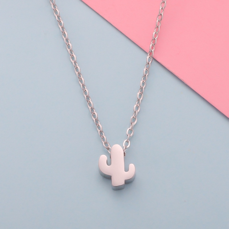 8004 Kalung kaktus titanium stainless steel 316L berkualitas import anti karat bisa bayar di tempat
