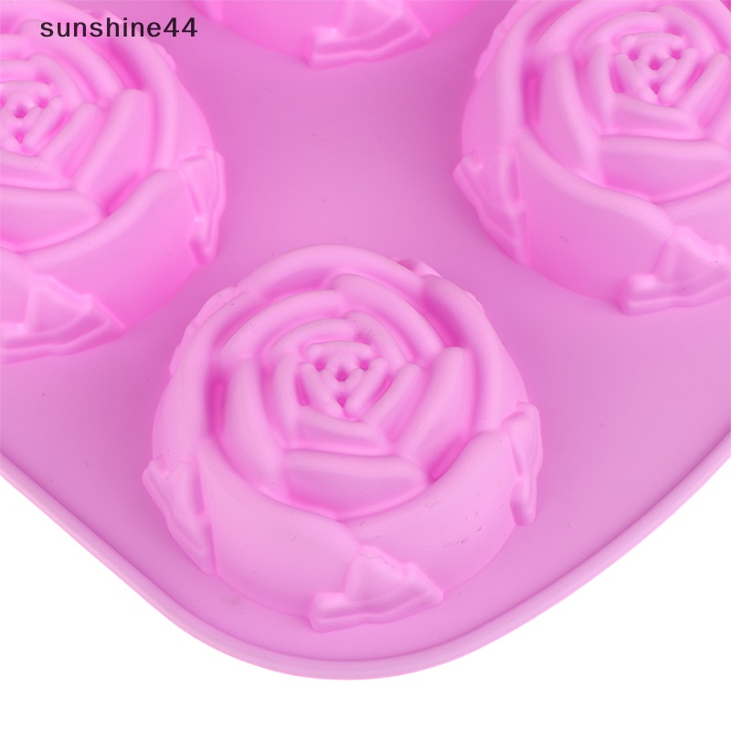 Sunshine 1Pc 6-Rose Flower Silicone Cake Ice Cream Cetakan Coklat Sabun Cetakan Silikon ID