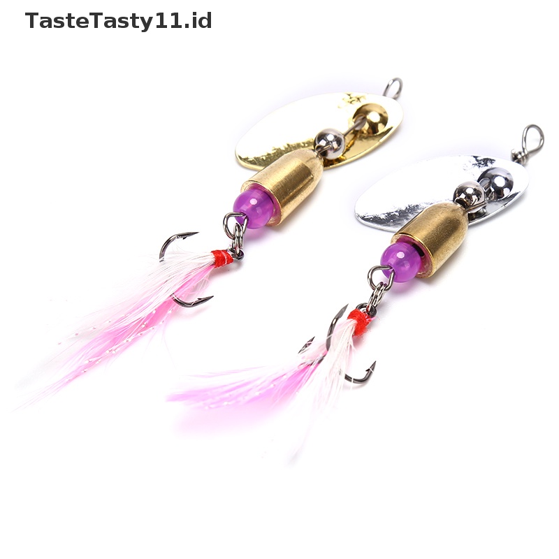 Tastetasty Rotag Spinner Sequin Fishing Lure Wobbler Umpan Dengan Alat Pancing Bulu.