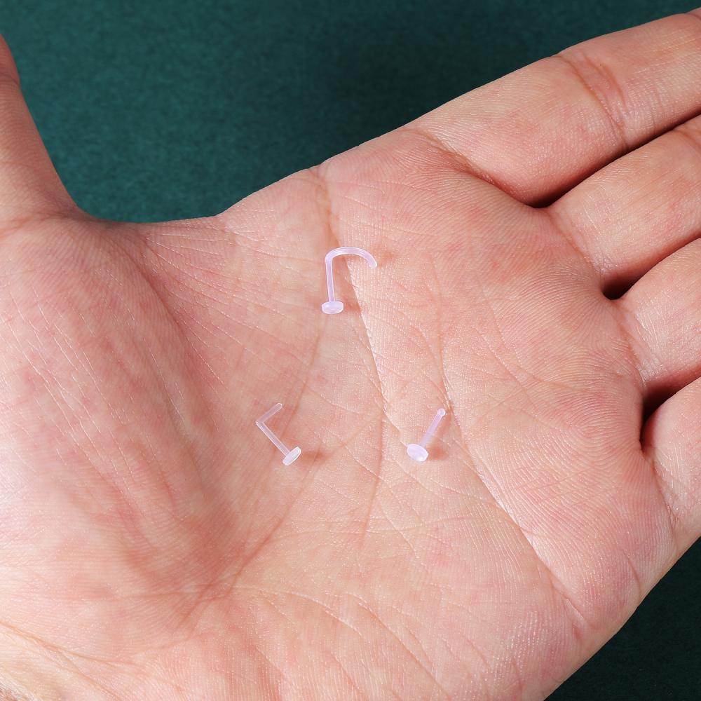 5-50pcs U Shape Invisible Septum Piercing Hider Bening Akrilik Cincin Hidung Fleksibel Hidung Stud Mencegah Alergi Penahan Telinga Tindik