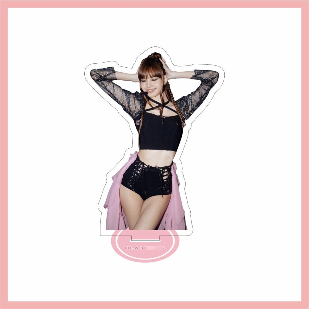 1pcs Blackpink Lisa Jisoo Coachella Valley Musik Transparan Papan Nama Berdiri Dua Sisi 10cm Blackpink