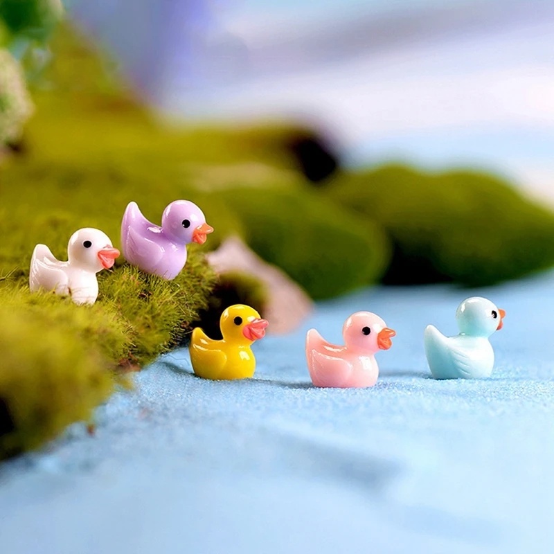 [Harga Grosir] Mini Luminous Little Duck Micro Ornamen Tanaman Hewan Pot Rumah Tanaman Dekorasi Bebek Mini Mobil Ornamen Bercahaya Resin Mikro Lanskap Aksesoris