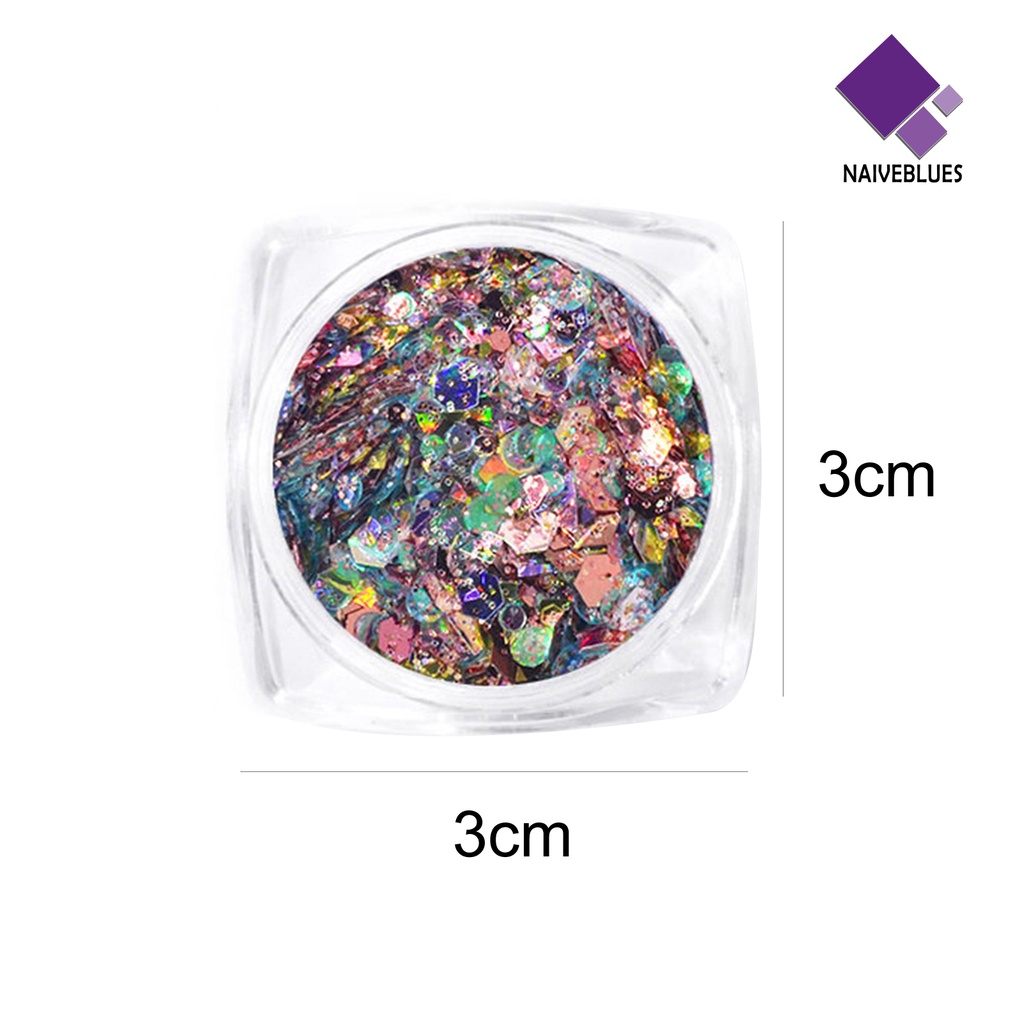 [naiveblues] 1toples Kuku Glitter Serpihan Hexagon Berbentuk Ultra-Tipis Warna Campur Sequin Art Dekorasi