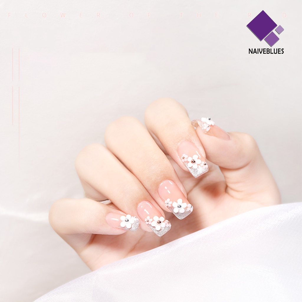 [naiveblues] Ornamen Bunga Kuku Lima Kelopak Motif Timbul Resin Putih DIY Manicure Dekorasi Untuk