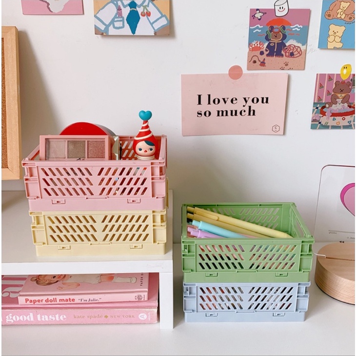 IG - Keranjang Mini Lipat | Kotak Penyimpanan | Wadah Penyimpanan | Mini Organizer | Basket Multifungsi | Tempat Serbaguna