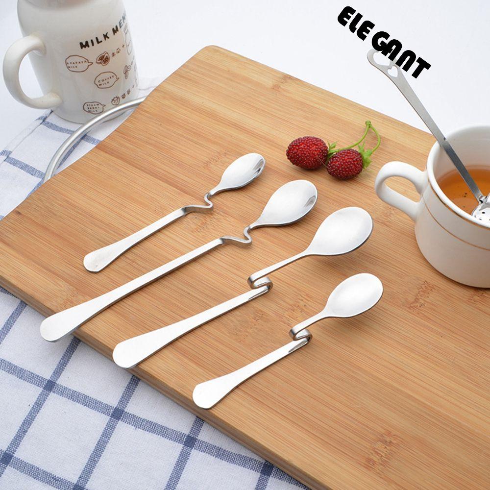 [Elegan] Sendok Pengaduk Stainless Steel Lengkung Dessert Susu Kopi Mixing Long Handled Seasoning Ladle