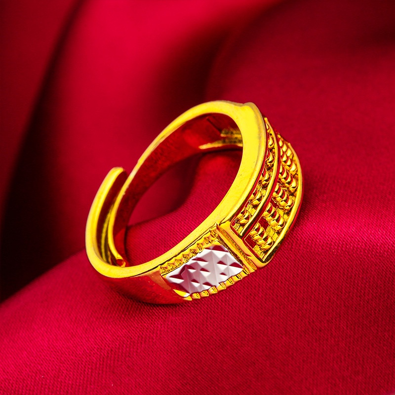 Goldkingdom Fashion Perhiasan Aksesoris Ready Stock Pria Sempoa Cincin Ganda Emas Dan Perak Agresif Adjustable Ring