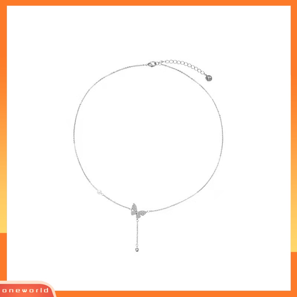 [EONE] Wanita Kalung Kupu-Kupu Rumbai Perhiasan Bersinar Gaya Korea Choker Necklace Untuk Perjamuan Pernikahan Prom