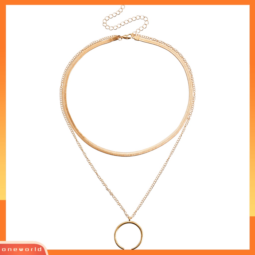 [EONE] Wanita Kalung Sabit Liontin Double Layer Keren Bergaya Snack Rantai Adjustable Alloy Kalung Aksesori Fashion