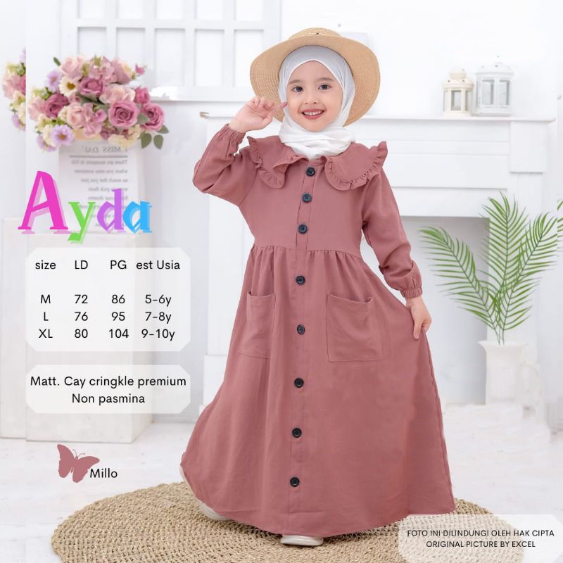 ZASKIYA- Gamis Ayda Anak Muslim Perempuan Usia 1-5tahun