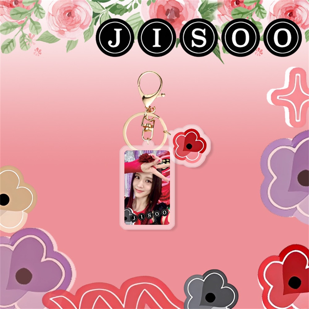 1pcs Blackpink Jisoo Bunga Gantungan Kunci Akrilik Key Chain Untuk Fans Keyring Liontin Tas Aksesoris Hadiah Blackpink