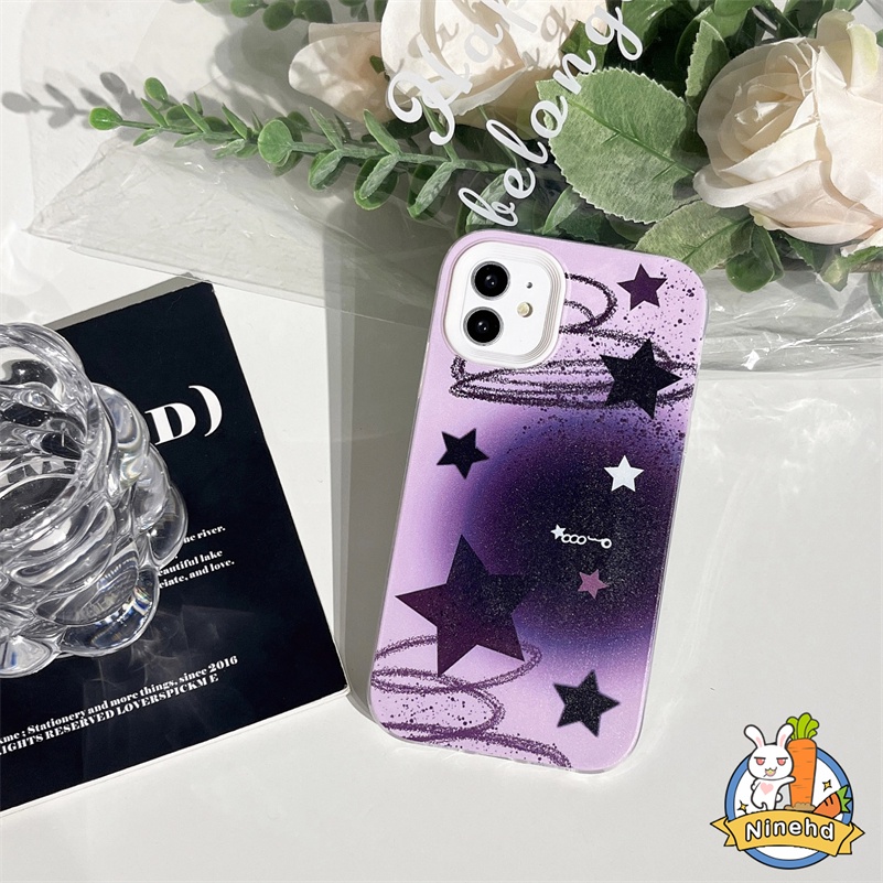 Redmi 12C A1 A1+10C 10A 10 9 9A 9C 9T Note11 11s 10 10s 9 9s Pro Xiaomi 11 Lite Poco X3 Pro NFC 3in1 Casing Grape Purple Star Phone Case Pelindung Kamera Tahan Guncangan Soft Cover