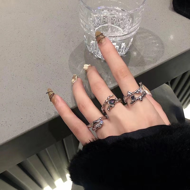 Cincin Gadis Manis Keren Cincin Jari Cincin Sambungan Terbuka Set Cincin Perhiasan