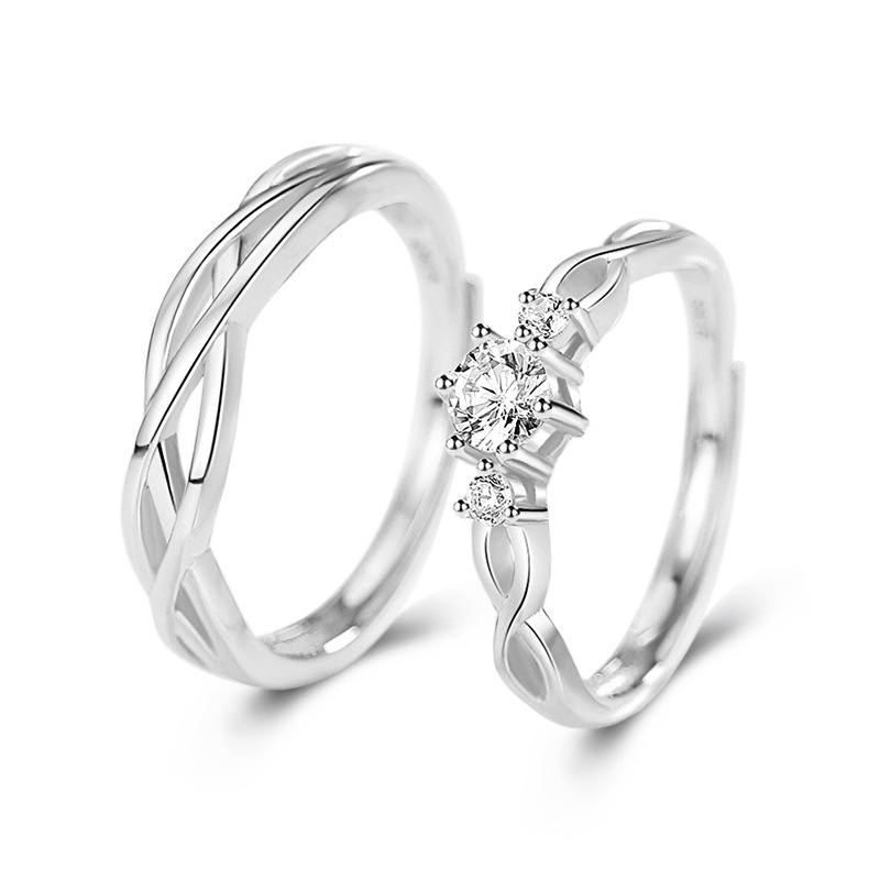 Cincin Couple Bahan Sterling Silver925Ikat Pernikahan Dengan Desain Hollow