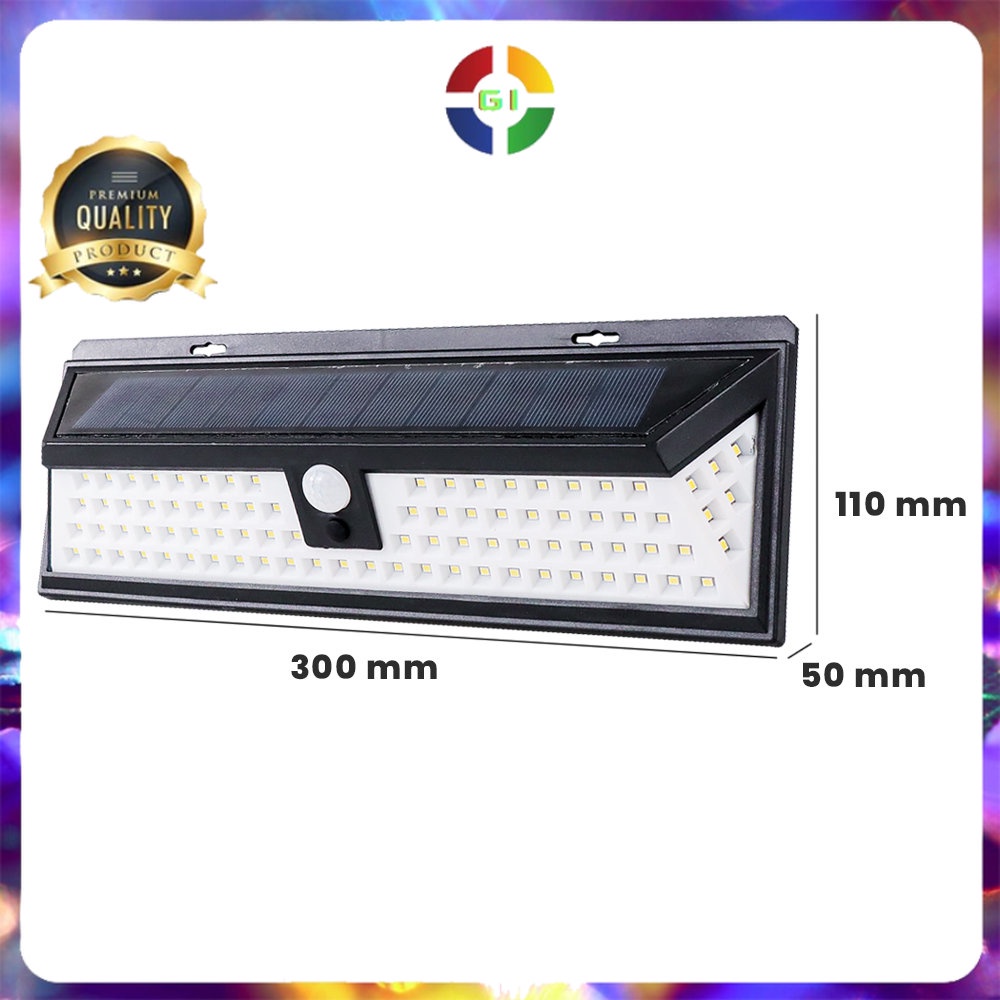 Lampu Dinding Solar Sensor Gerak Waterproof 90 LED 2835 Cool White Black