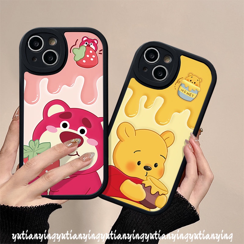 Casing Kartun Strawberry Bear Manyo Untuk Redmi 10C 9A 9C 10 12C 10A 9T A1 9 Note 11 10s 8 11Pro+10 Pro 11s 10 9s K40s POCO F4 M3 X3 NFC Pro Mi 11T 12 11 Lite Sarung Winnie Soft Cover