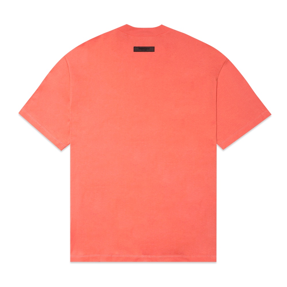 FOG Essentials Chest Solid Velvet Text T-Shirt Coral Red