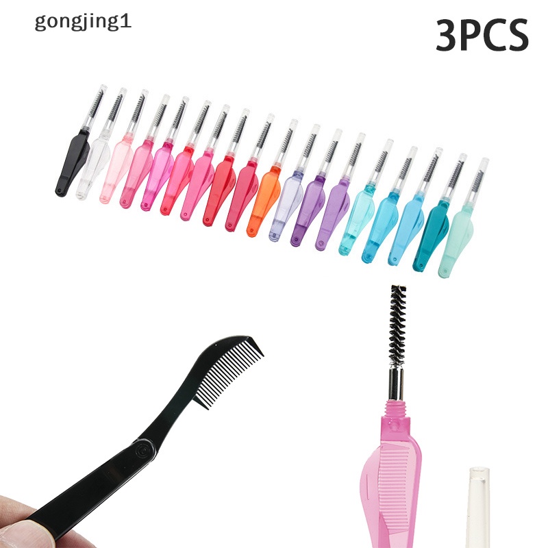 Ggg 3PCs Kepala Ganda Lipat Alis Bulu Mata Hair Eye Brow Brush Sisir Logam ID