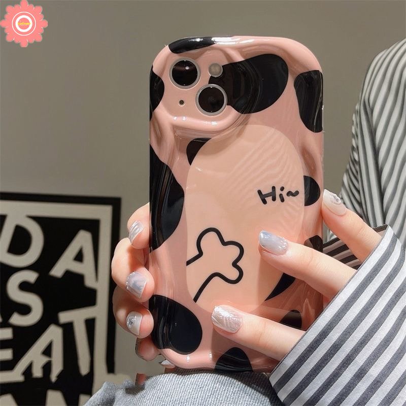 REDMI Casing Kucing Lucu Kartun Untuk Redmi10 9T 9A 9a1 10C A2 9C NFC 10A Note11 8 9 10 10s 11s 10Pro 10 Pro Max POCO M3 3D Wavy Curved Edge Glossy Leopard Checkerboard Shockproof Cover