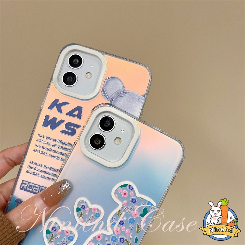 Casing iPhone Kaws Laser Transparan Kompatibel Untuk Iphone14 13 12 11 Pro Max X Xr Xs Max8 7 6 Plus SE 2020 Modis Anti Jatuh Shockproof Phone Case Soft Case Cover Pelindung