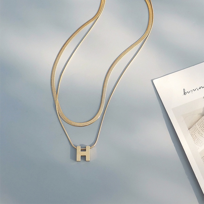 GROSIR Kalung H dua layer Titanium Stainless Steel 316L anti karat bisa bayar di tempat COD