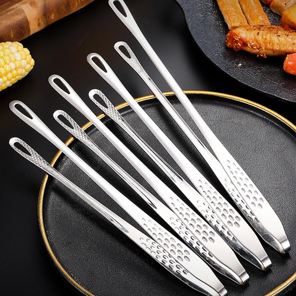 Penjepit BBQ Stainless Steel Gagang Panjang Salad Klip Makanan Roti Serving Tong Alat Masak Untuk Aksesoris Outdoor