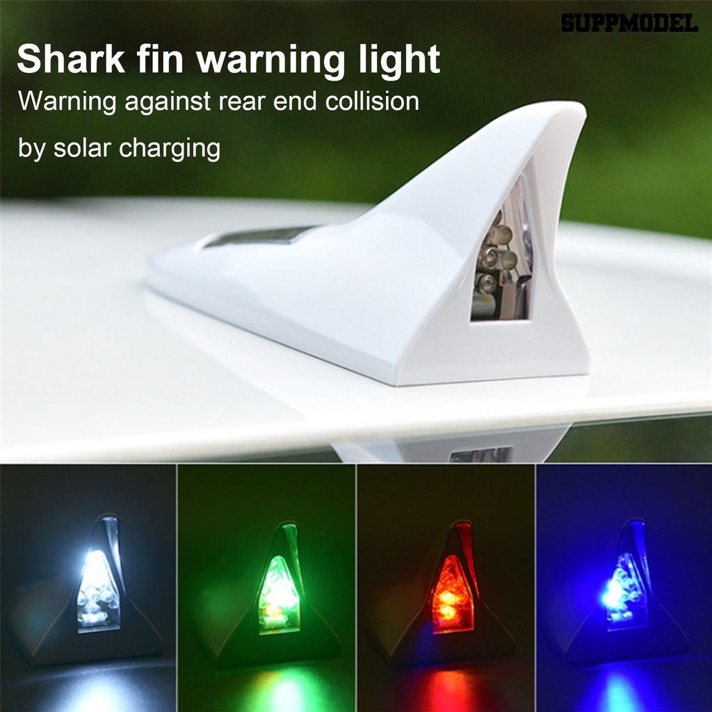 [SM Otomatis] Antena Lampu Tenaga Surya Kecerahan Tinggi Teknik PC Lampu LED Peringatan Sirip Hiu Plastik Untuk Mobil