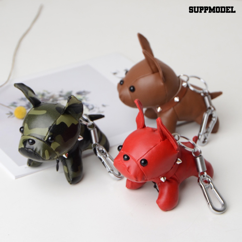 [SM Auto] Boneka Kulit Imitasi Mini Bulldog Puppy Gantung Pendant Gantungan Kunci Keychain Dekorasi