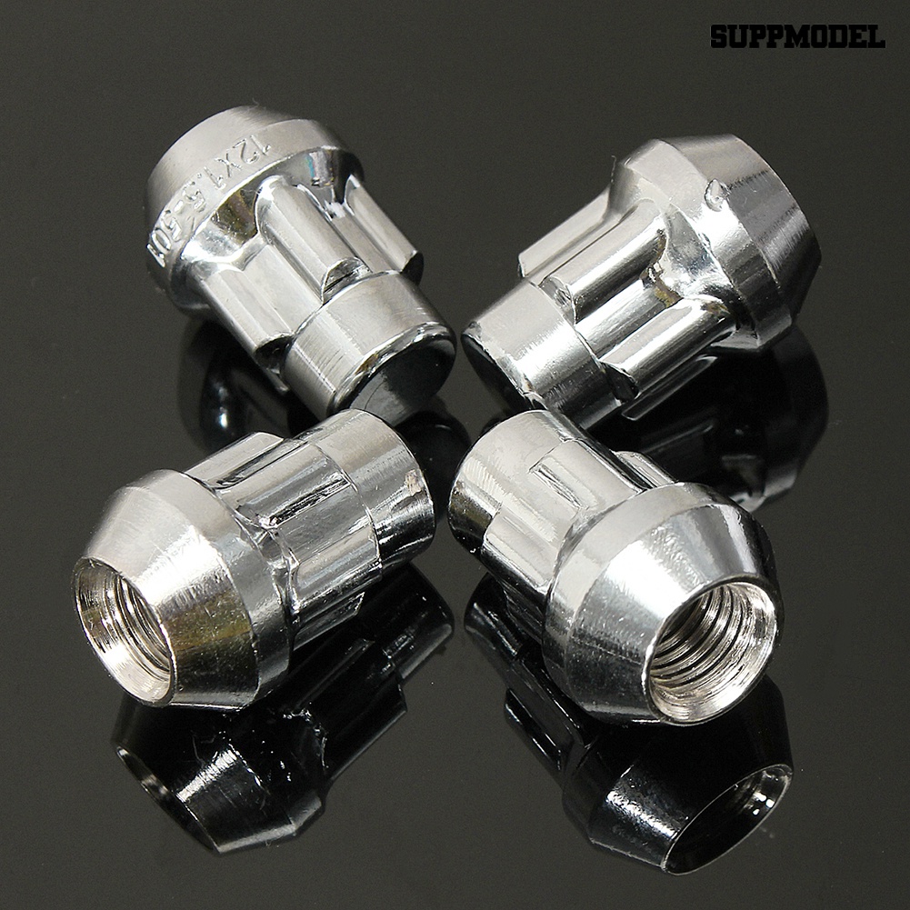 [SM Otomatis] 4Pcs 12x1.5mm 60derajat Tapered Alloy Wheel Lock Baut Mur Anti Maling Dengan Kunci