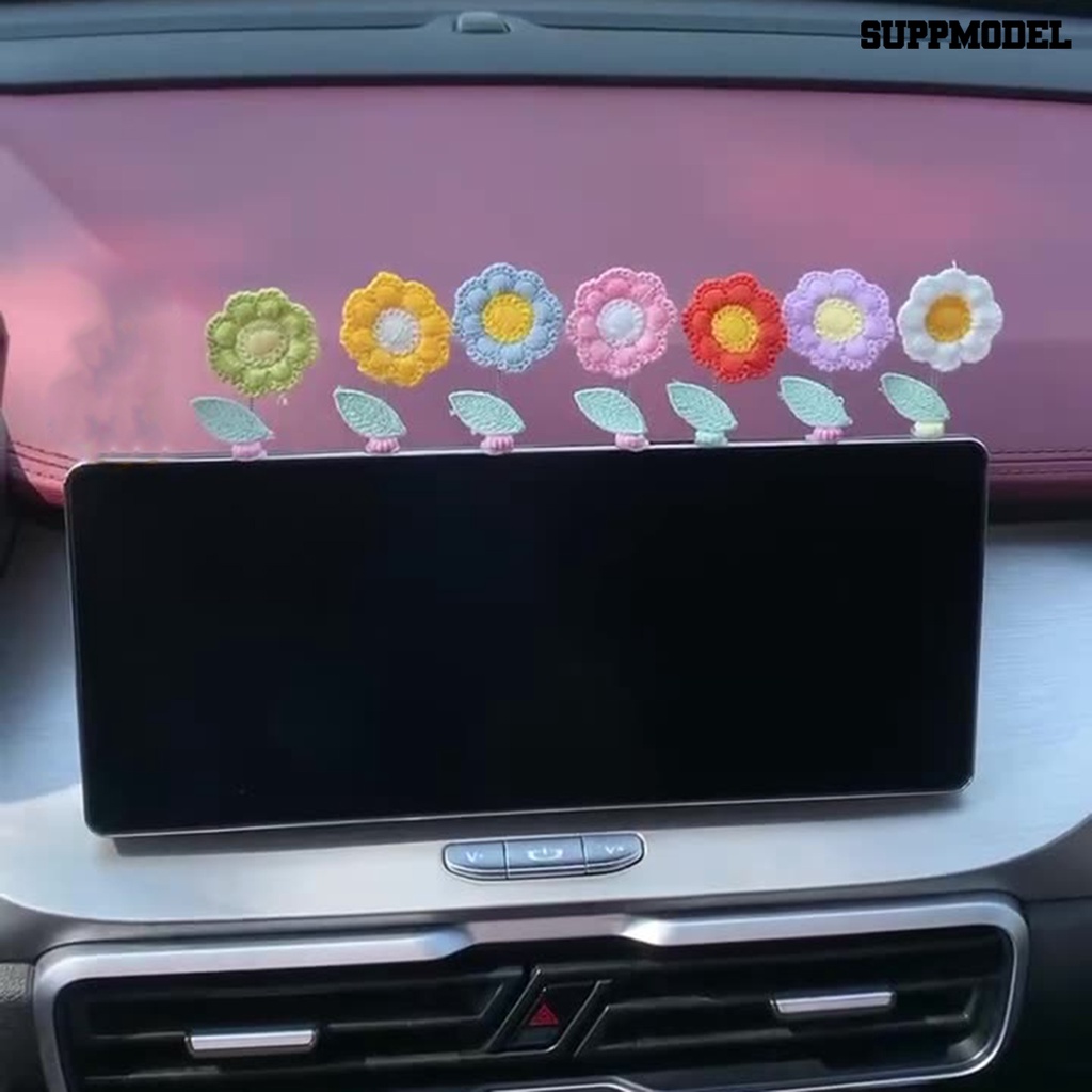 [SM Otomatis] 1set Mini Sunflower Spring Desain Realistis Hias Goyang Kepala Crochet Sunflower Dashboard Dekorasi Aksesoris Mobil