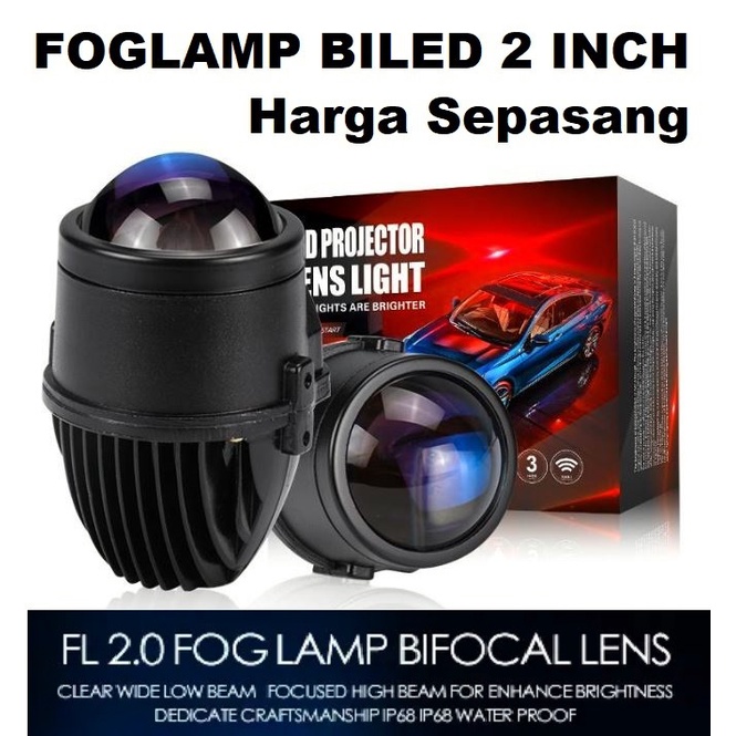 BILED FOGLAMP 2 INCH projector Lampu kabut fog lamp mobil Q8 45 watt