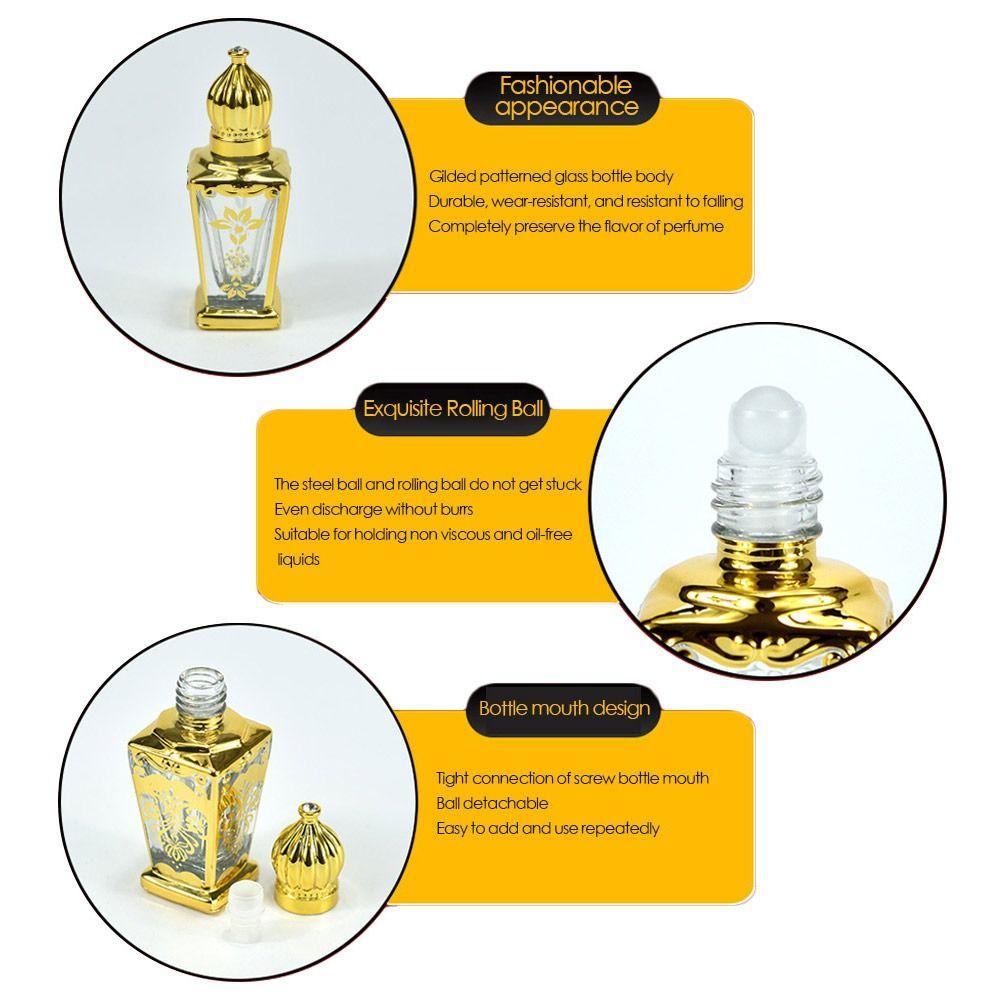 POPULAR Populer 2Pcs Botol Rol Isi Ulang Gold 11ml Wadah Kosong