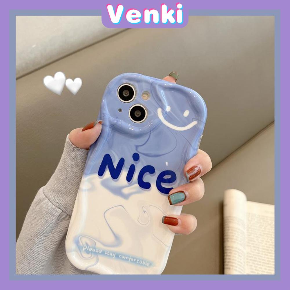 VENKI -For iPhone 11 iPhone Case 3D Curved Edge Wave Glossy White TPU Airbag Shockproof Camera Cover Blue and White Splicing nice Compatible with iPhone 14 13 Pro max 12 Pro Max xr