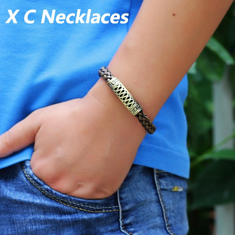 [X C Gelang] Vintage Classic Alloy Bracelet, Gelang Gesper Magnetik, Gelang Kulit, Gelang Pria