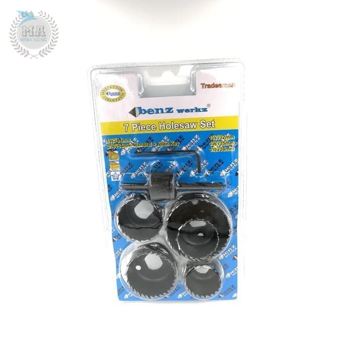 Holesaw Kit Hole saw Benz Mata bor Kayu Bulat 7 Pcs