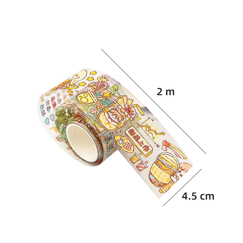 2meter * 4.5cm Bronzing Kartun Tape Stiker Dekoratif DIY Bahan Stikers