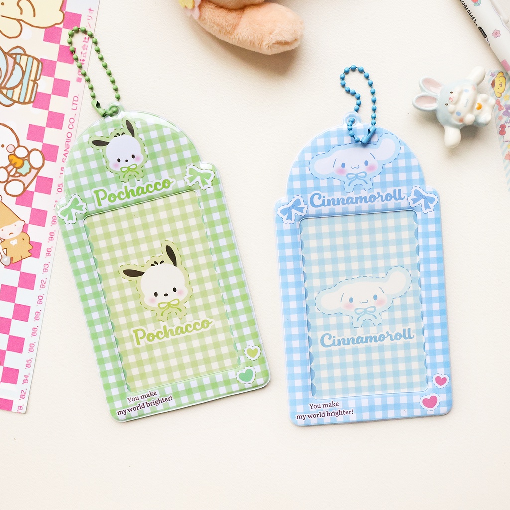 Galicici New Sanrio Checker Collection Card Case/Kuromi Lucu/Pochacco Student ID Polaroid Pelindung Case