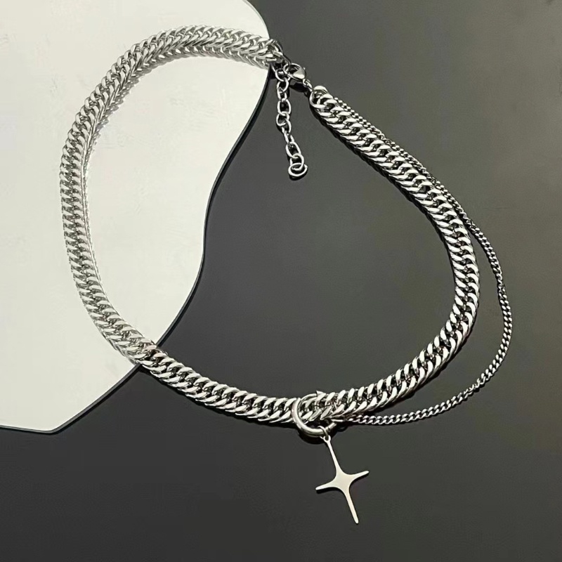 Gaya Baru High-End Kuba Stainless Steel Klavikula Kalung Pria Wanita Sederhana Fashion ins Gaya Keren Perhiasan Kalung Baja Titanium